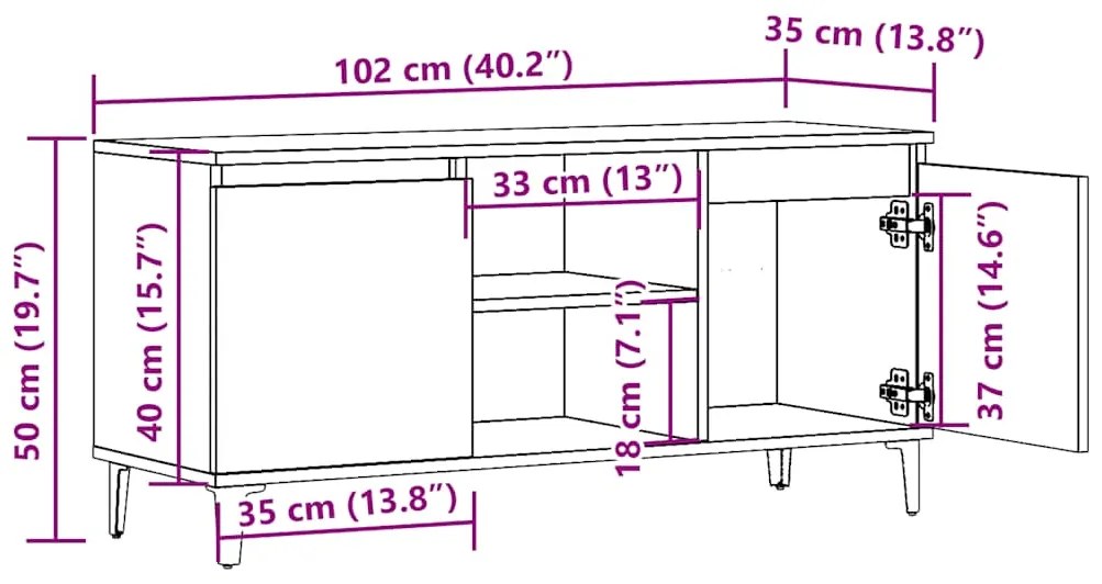 Móvel de TV 102x35x50 cm derivados de madeira madeira velha