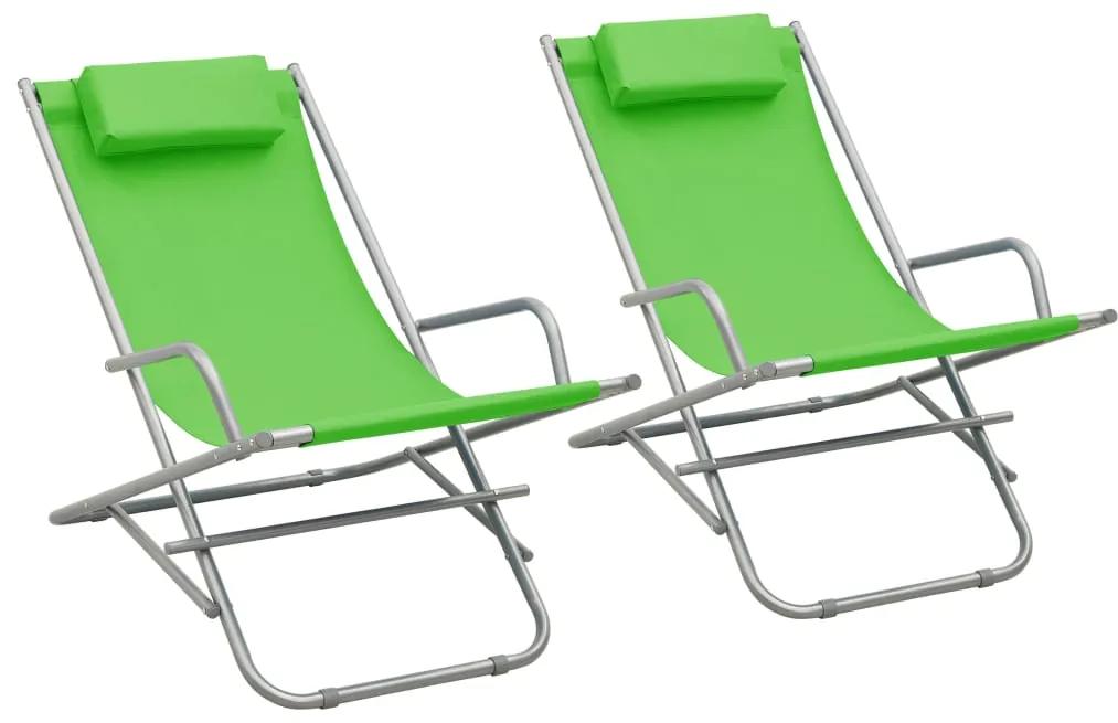 310339 vidaXL Cadeiras de baloiço 2 pcs aço verde