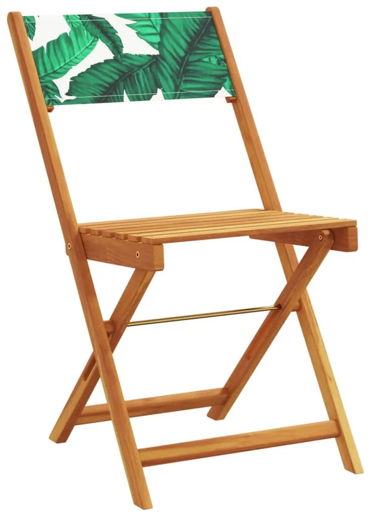 Cadeiras de bistrô 2 pcs acácia maciça/tecido padrão de folhas