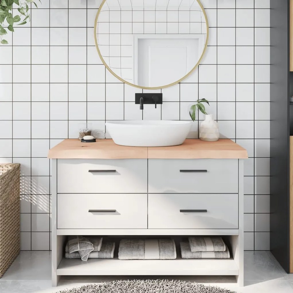 vidaXL Bancada p/ casa de banho 120x20x(2-6)madeira maciça não tratada