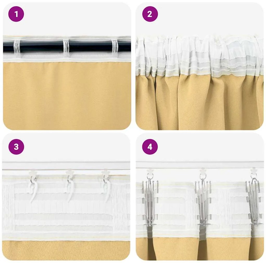 Cortinas com cortinas 2 pcs Bege 260 x 140 cm Poliéster