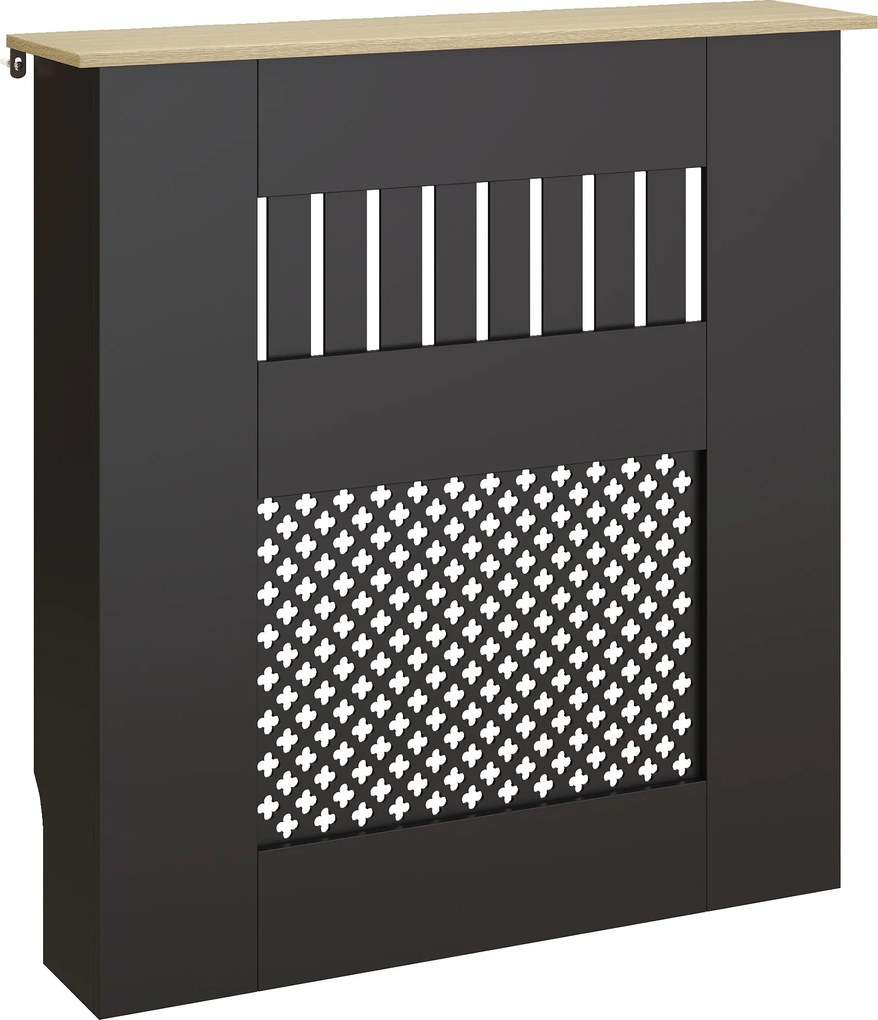 HOMCOM Cobertura para Radiadores Proteção Radiador de MDF 78x19x81 cm Desenho Moderno de Ripas Preto | Aosom Portugal