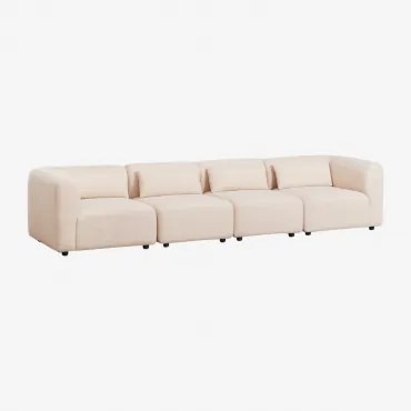 Sofá Modular De 4 Peças Fogler Tecido Pele De Borrego Bege Creme - Sklum
