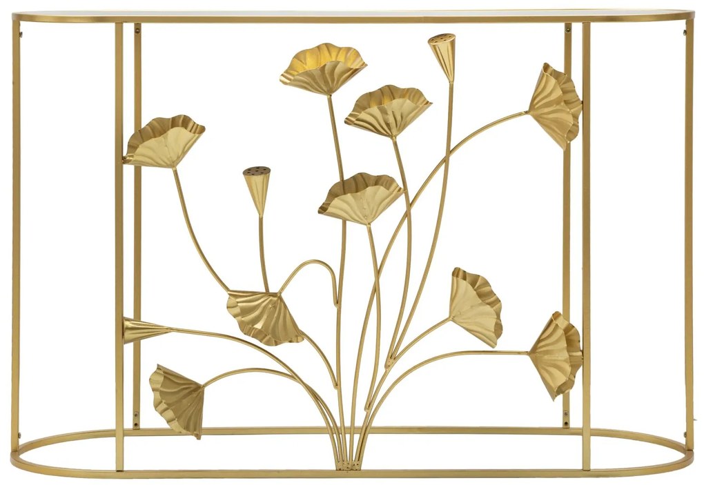 MESA CONSOLA FLOW DOURADA 120X40X80 CM