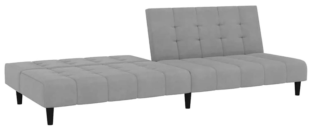 Sofá-cama de 2 lugares veludo cinzento-claro
