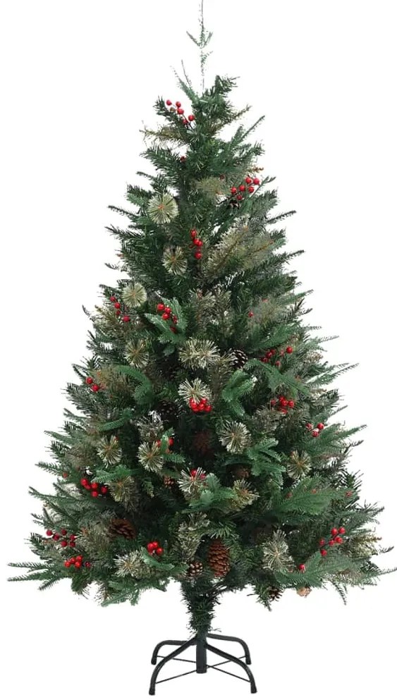 Árvore de Natal com pinhas 150 cm PCV e PE verde