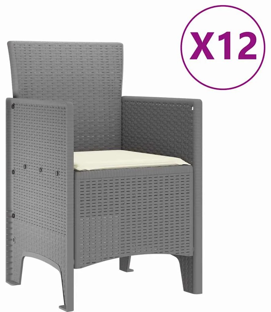 Conjunto de Jantar para Jardim Cinzento-claro Para 12 pessoas