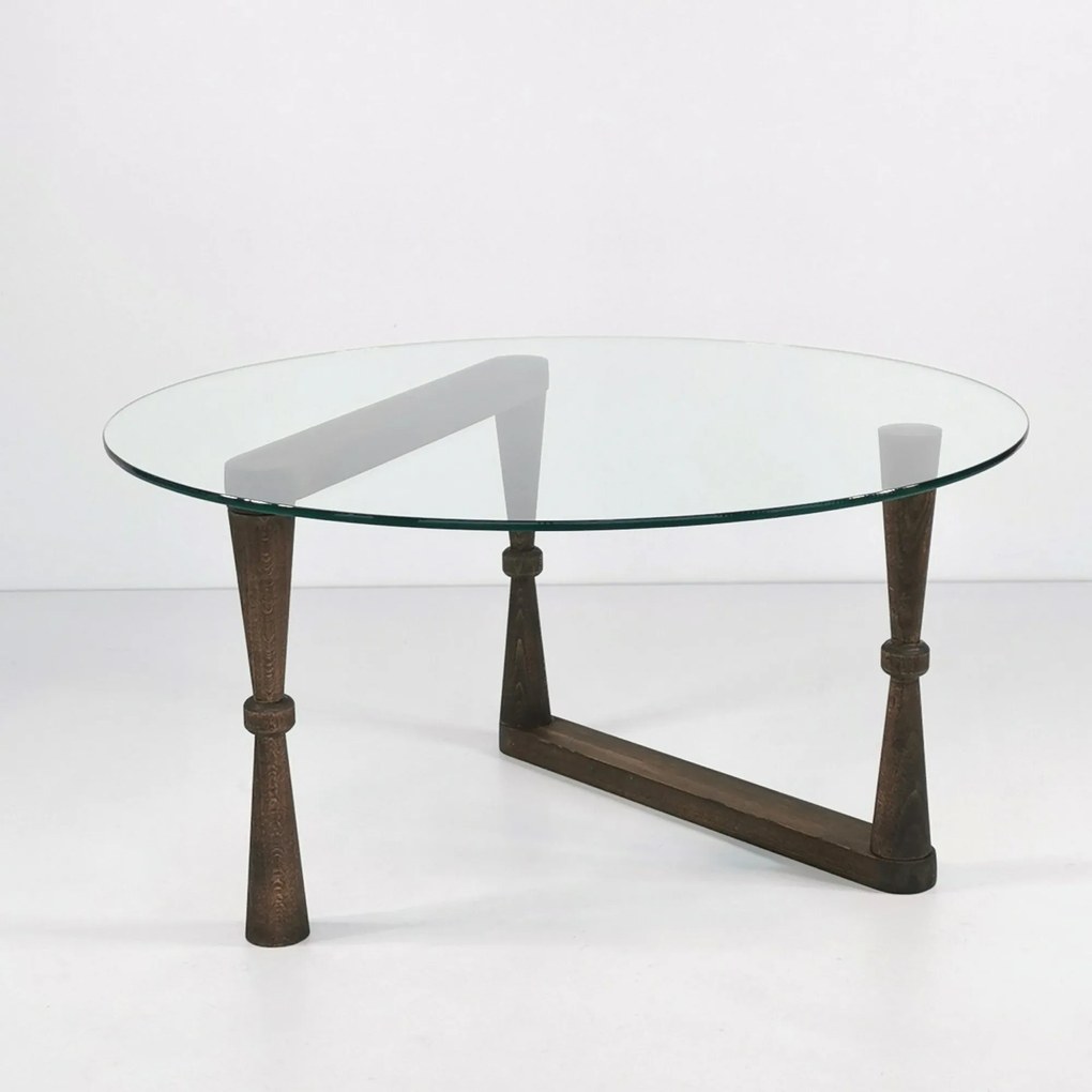Mesa de Café Yuvarlak Cam Orta Sehpa S301 – Nogueira – 80x41x80 cm