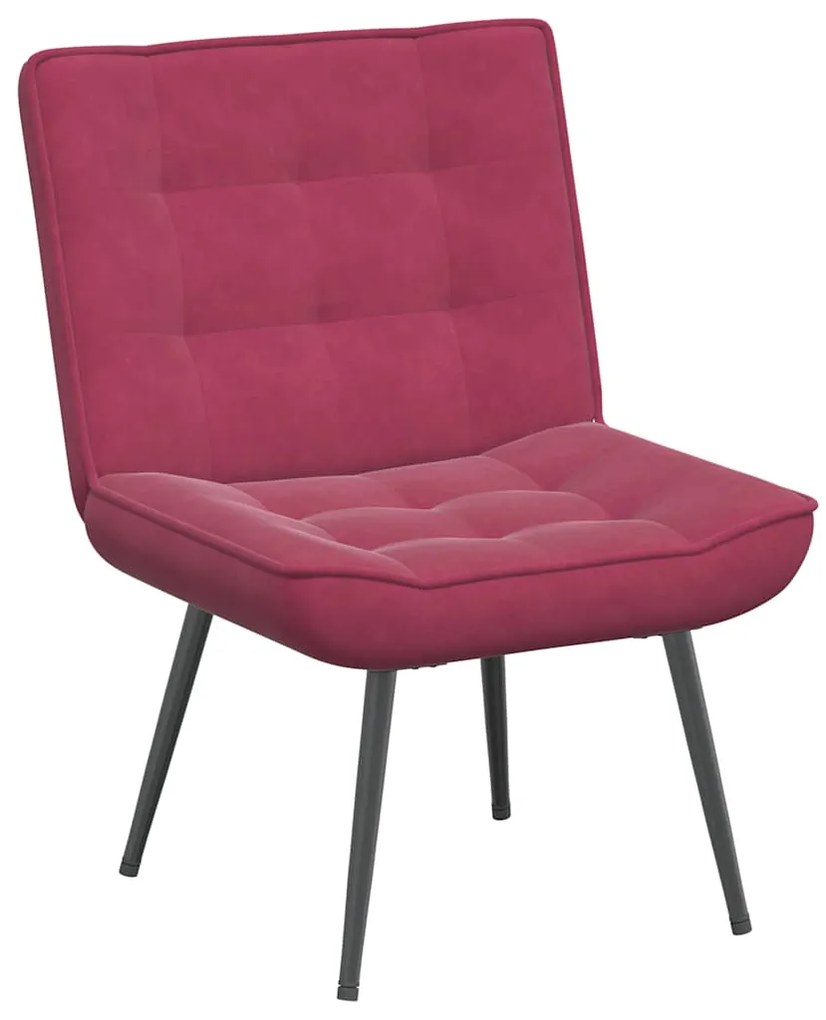 Cadeira de descanso com banco veludo vermelho tinto