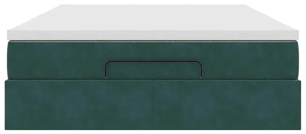 Estrutura de cama otomana com colchão 140x200 cm verde escuro