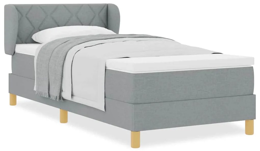 Cama Box com Colchão vidaXL Cinza Claro 100x200 cm Têxtil