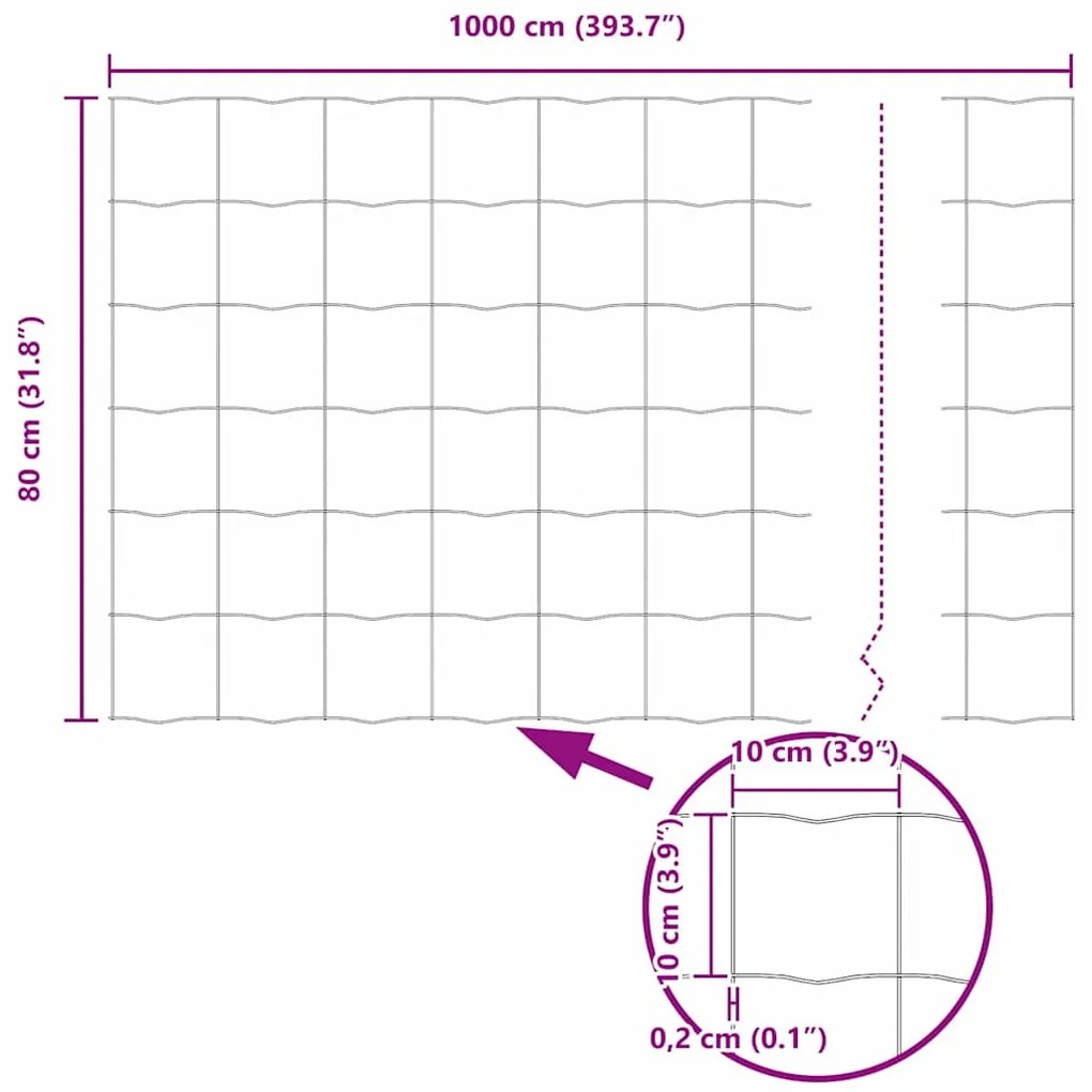 Cerca Euro 0.8x10 m Aço Galvanizado