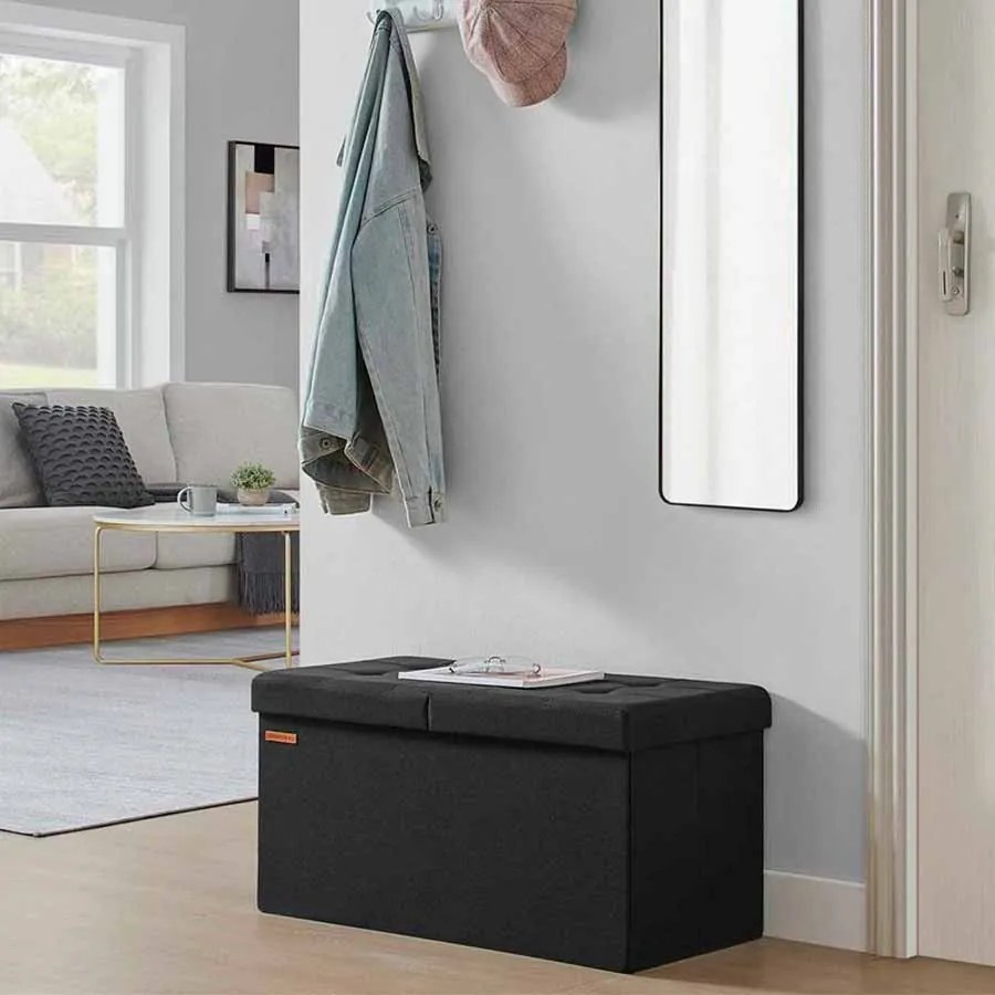 Banco com espaço de arrumação 38 x 76 x 38 cm Preto