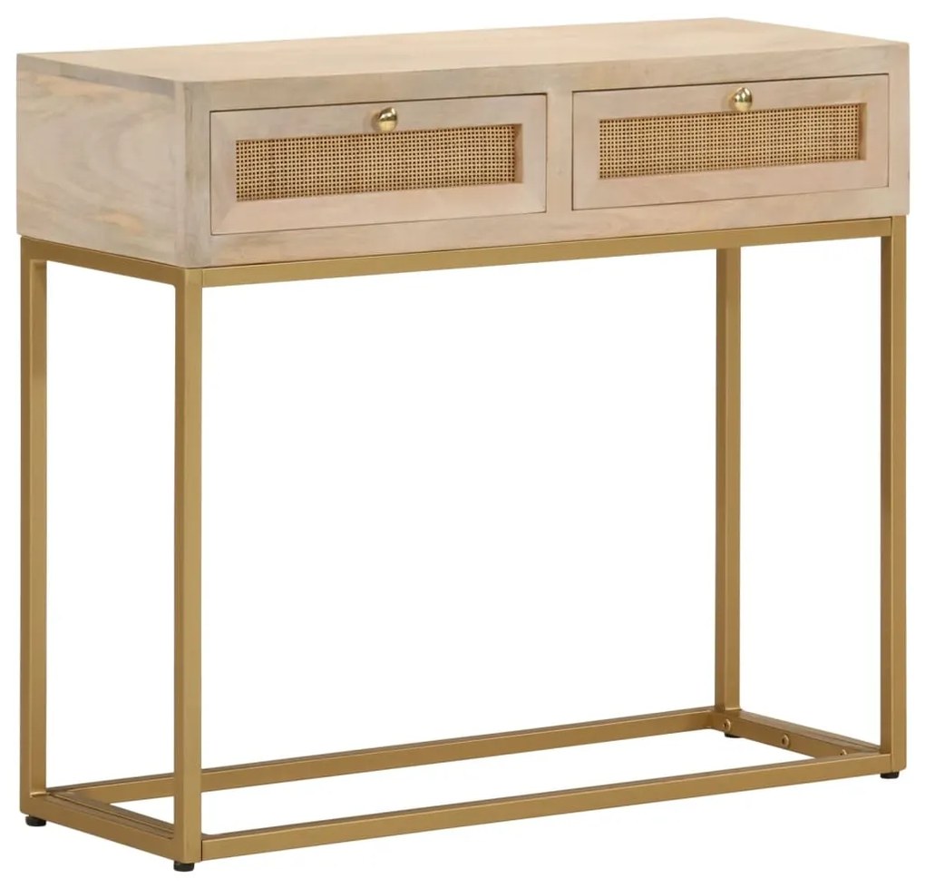 vidaXL Mesa consola 90x30x76 cm madeira de mangueira maciça e ferro