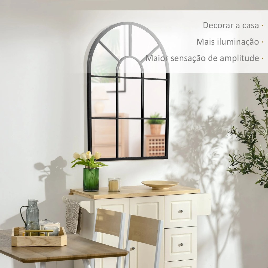 HOMCOM Espelho Decorativo de Parede 60x91 cm Espelho de Metal para Sal