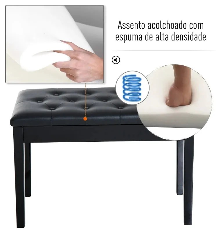 Banco de Piano Banco para Piano com Espaço de Armazenamento Assento de