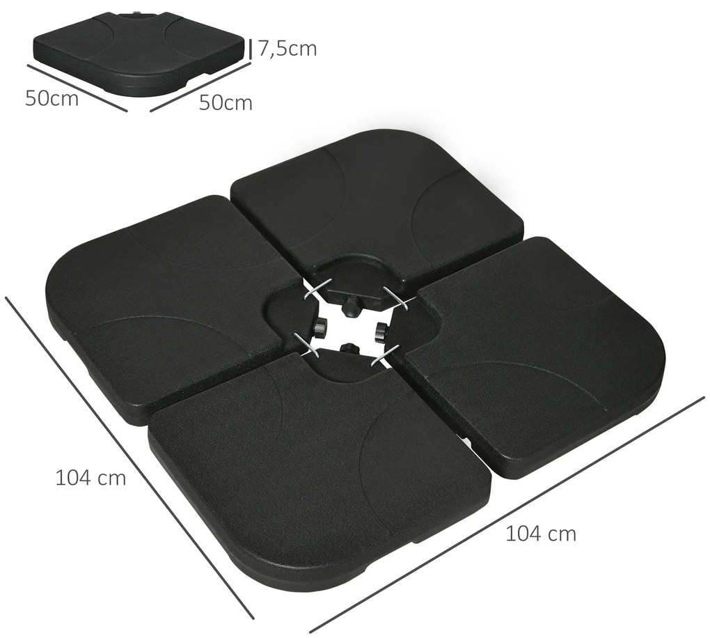 Conjunto de Pesos para Base de Chapéu de Sol de 4 Peças Base para Chap