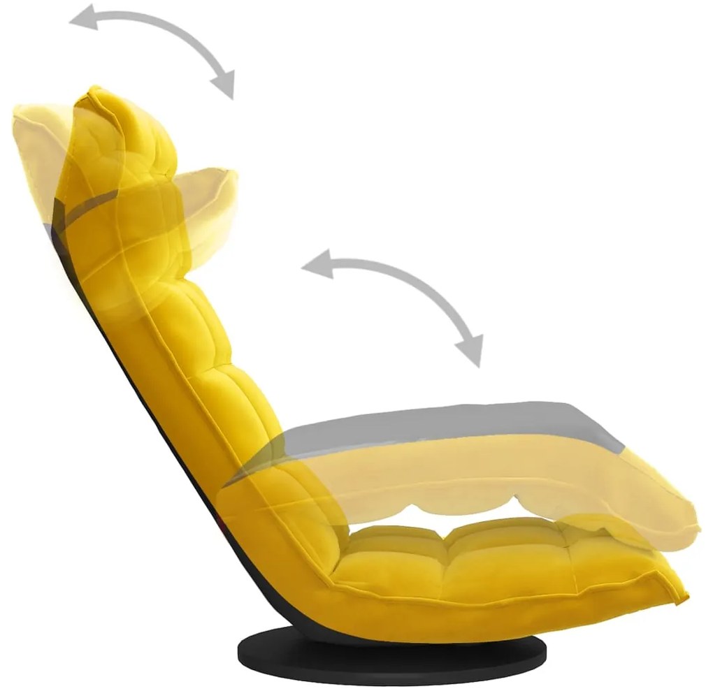 Cadeira de piso giratória veludo amarelo