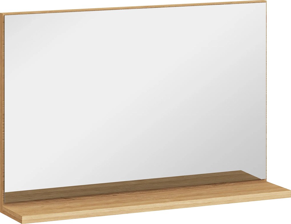 kleankin Espelho de Casa de Banho de Parede com Prateleira Aberta, Estilo Moderno, para Hall de Entrada e Corredor, 60x12x40 cm, Madeira Natural | Aosom Portugal