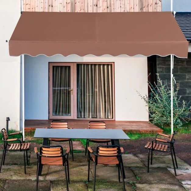 Toldo Telescópico e Retrátil 250 cm Resistente aos Raios UV Impermeável com Manivela Altura Regulável para Janela Varanda Jardim Castanho