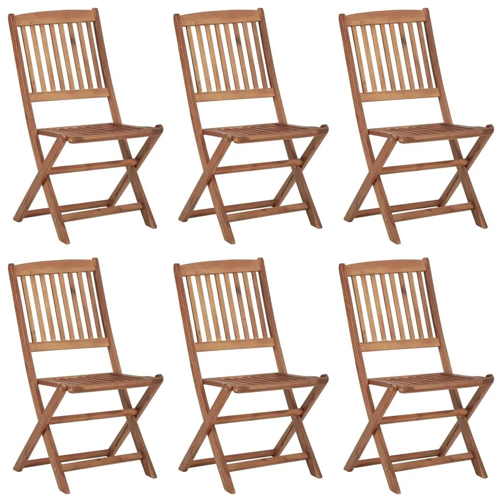 Cadeiras de jardim dobráveis c/ almofadões 6 pcs acácia maciça