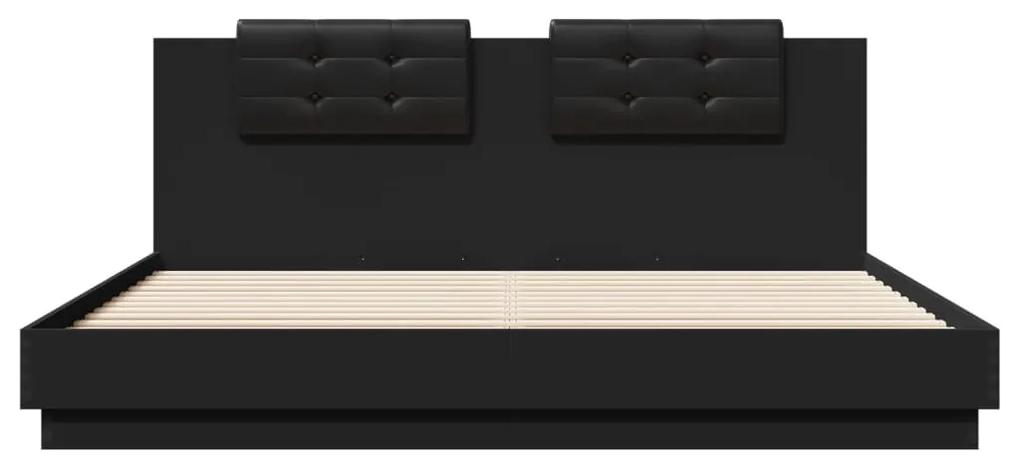 Estrutura cama c/ cabeceira 200x200 cm derivados madeira preto