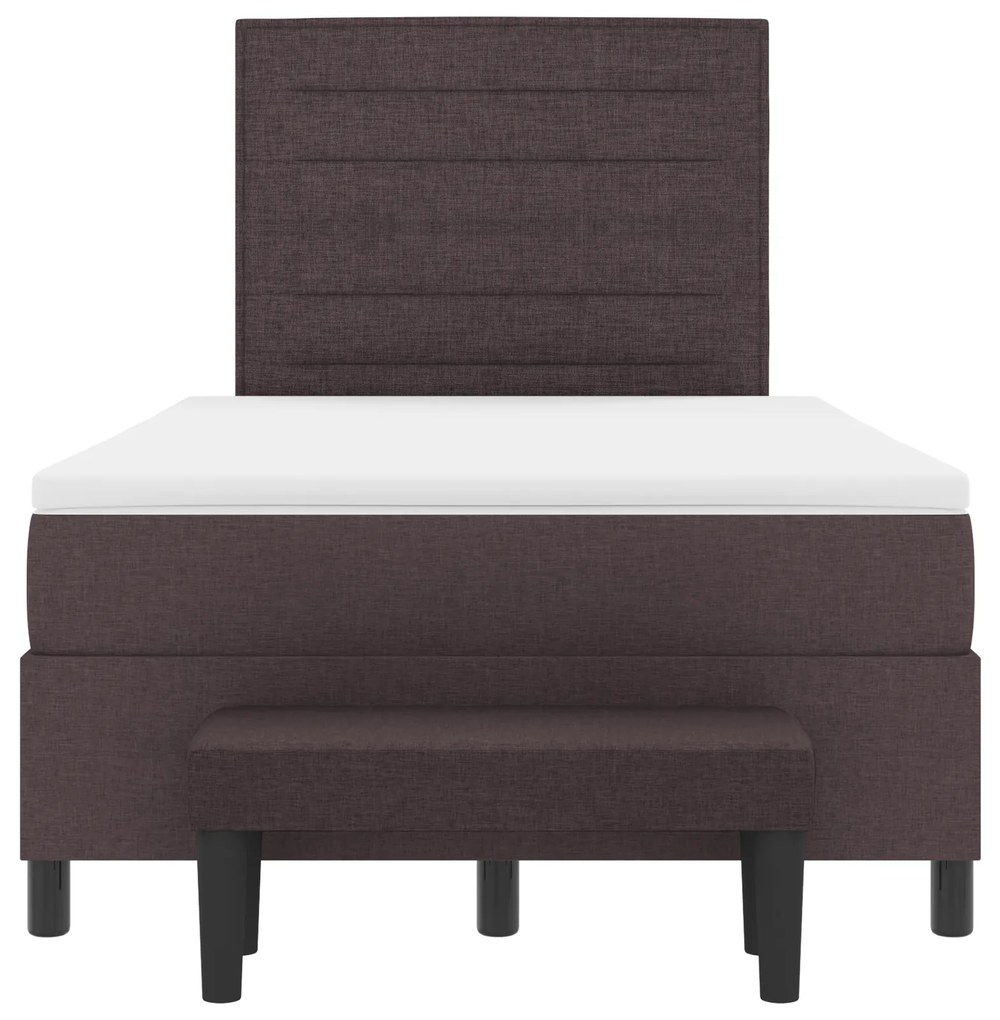 Cama Box com Colchão e Banco Castanho Escuro 120x190 cm Tecido