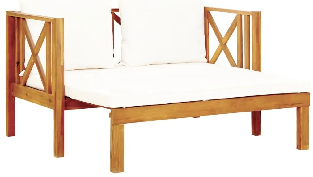 Banco de jardim 2 lugares c/ almofadões 122 cm acácia maciça