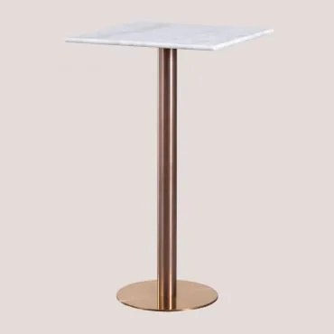 Mesa Alta De Bar Quadrada 60x60 Cm Em Mármore Cosmopolitan Mármore Branco & Oro Rosa - Sklum