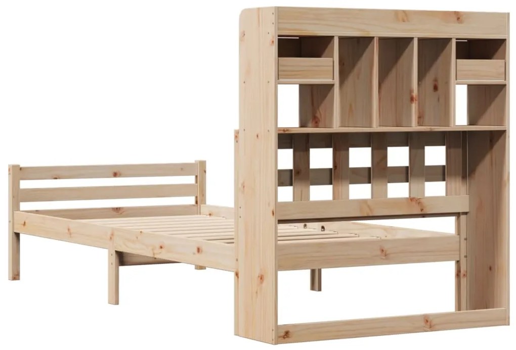 Cama com estante sem colchão 100x200 cm pinho maciço