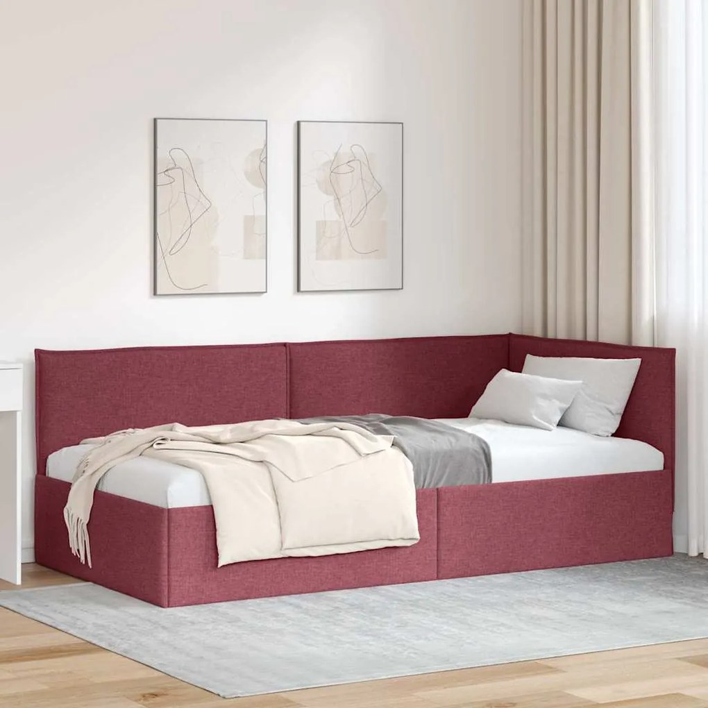 vidaXL Estrutura de Cama de Canto Vinho Vermelho 80 x 200 cm Veludo