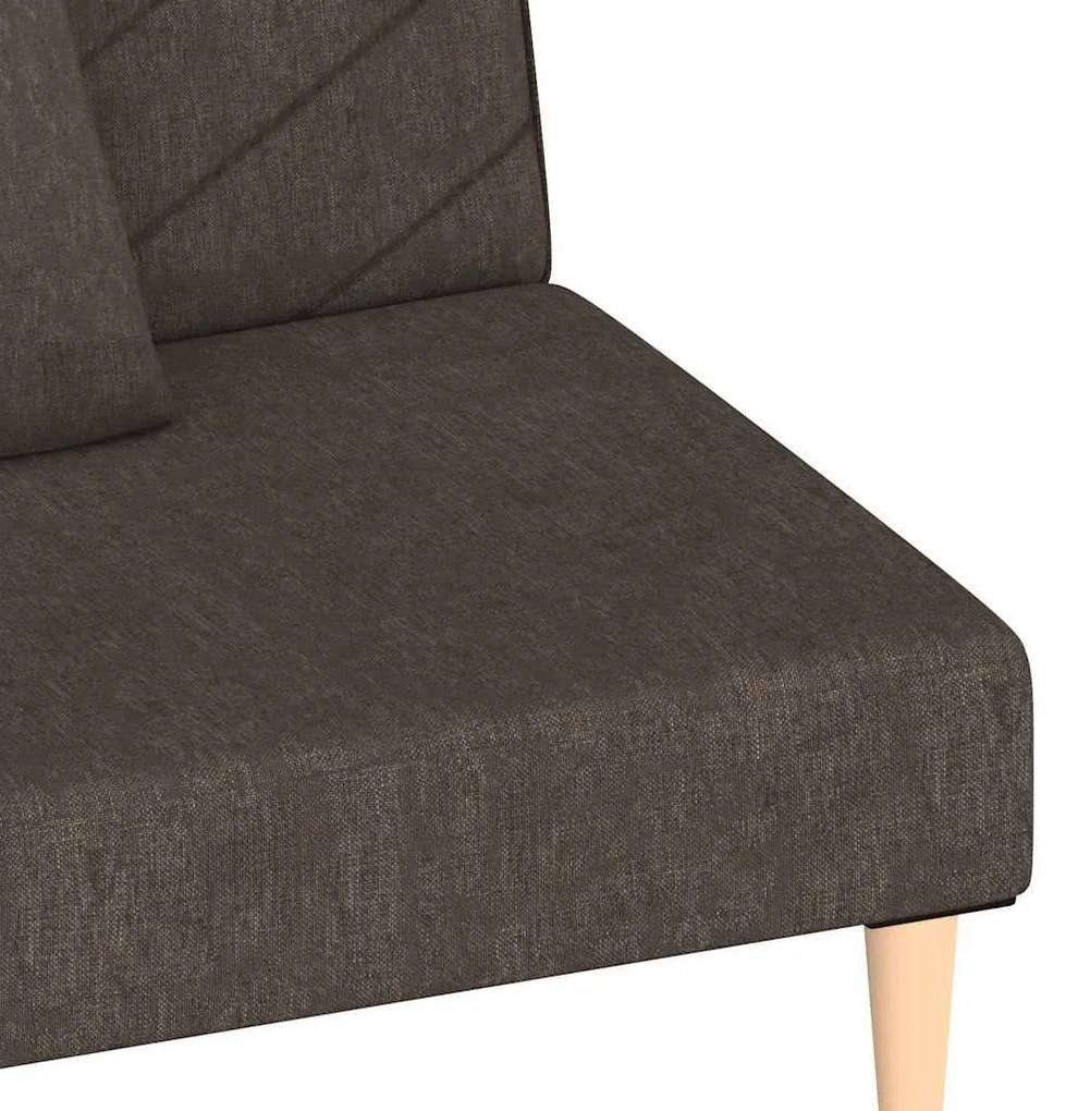 Sofá-cama 2 lugares com duas almofadas tecido castanho