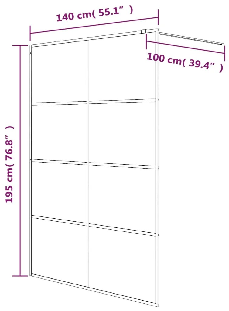 Divisória de chuveiro 140x195 cm vidro transparente ESG branco