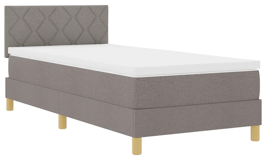 Cama Box Spring com Colchão Taupe 100x200 cm Tecido