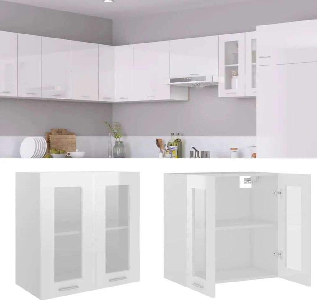 802526 vidaXL Armário de parede c/ vidro 60x31x60 cm contraplacado branco