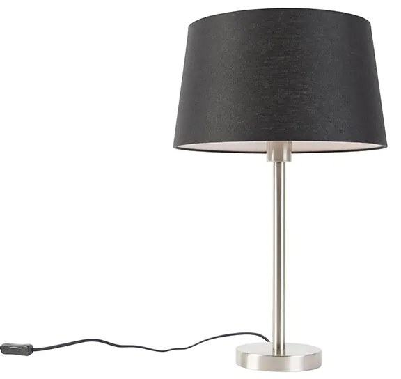 Candeeiro de mesa moderno em aço com cúpula preta 35 cm - Simplo