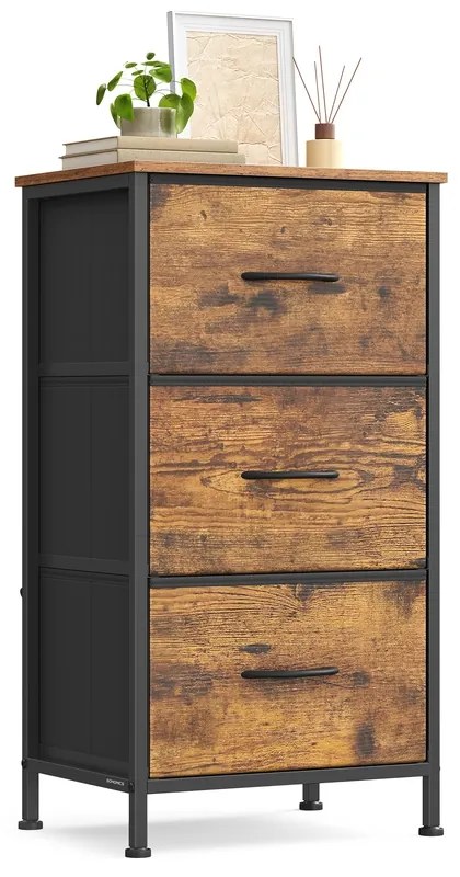 Cómoda com gavetas em tecido 30 x 39,6 x 73,7 cm castanho-preto