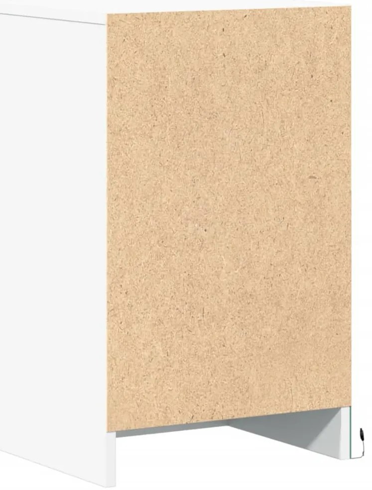Mesas de cabeceira c/ luzes LED 2 pcs derivados madeira branco