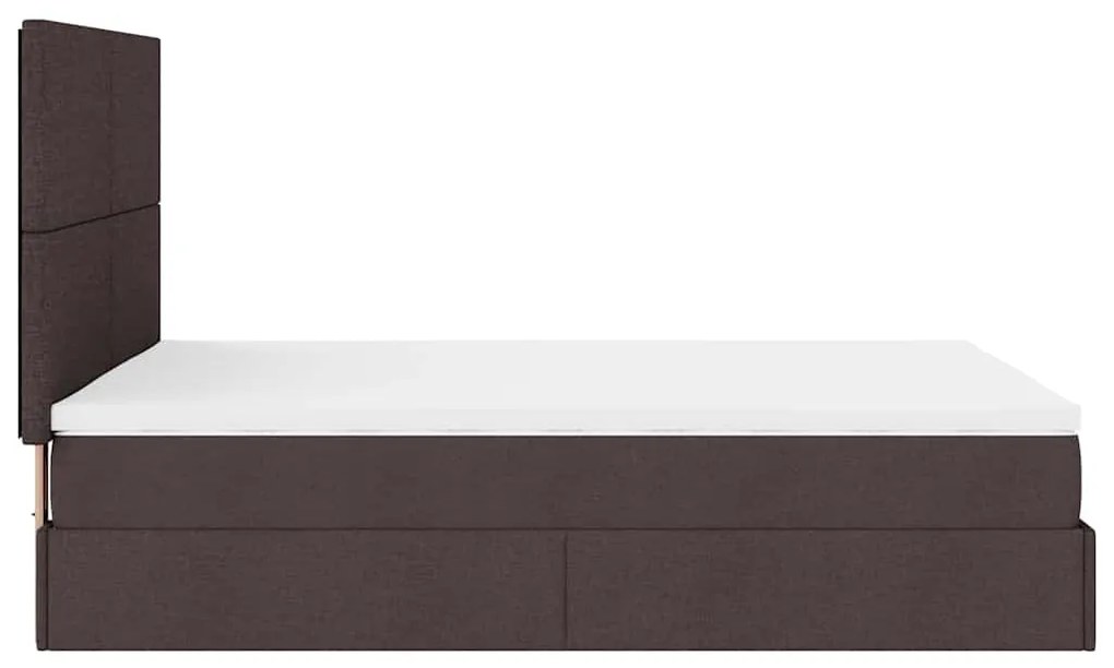 Estrutura cama otomana colchão 140x200cm tecido castanho escuro