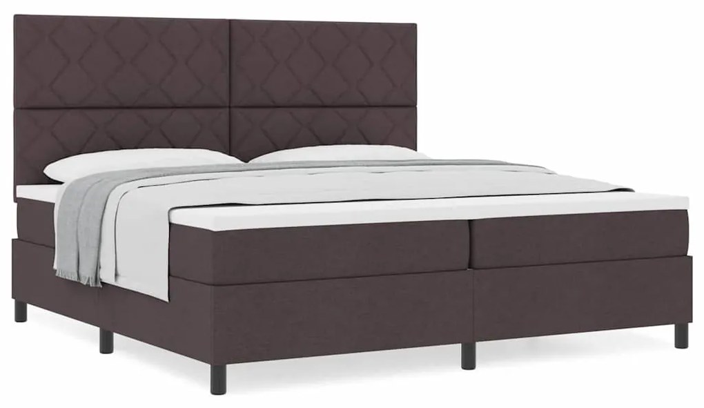 Cama Box Spring com Colchão Castanho Escuro 200x200 cm Tecido