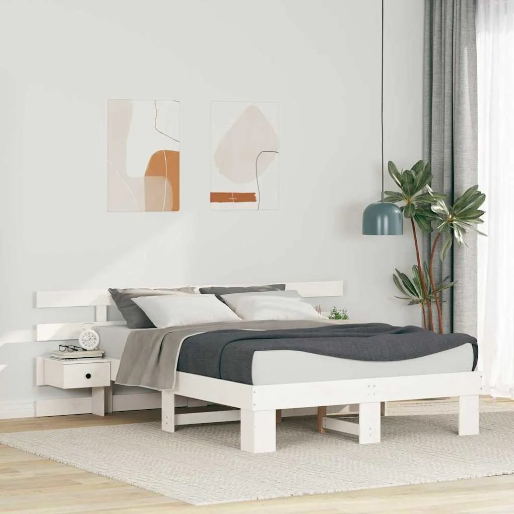 vidaXL Estrutura da Cama com cabeceira Branco 140 x 190 cm