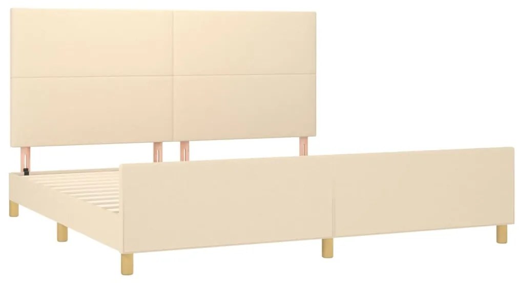 Estrutura de cama sem colchão 200x200 cm tecido cor creme