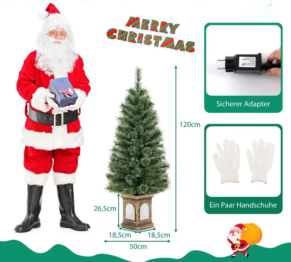 Conjunto de 3 árvores de Natal artificiais com neve e luzes LED e suporte de metal para árvore de Natal