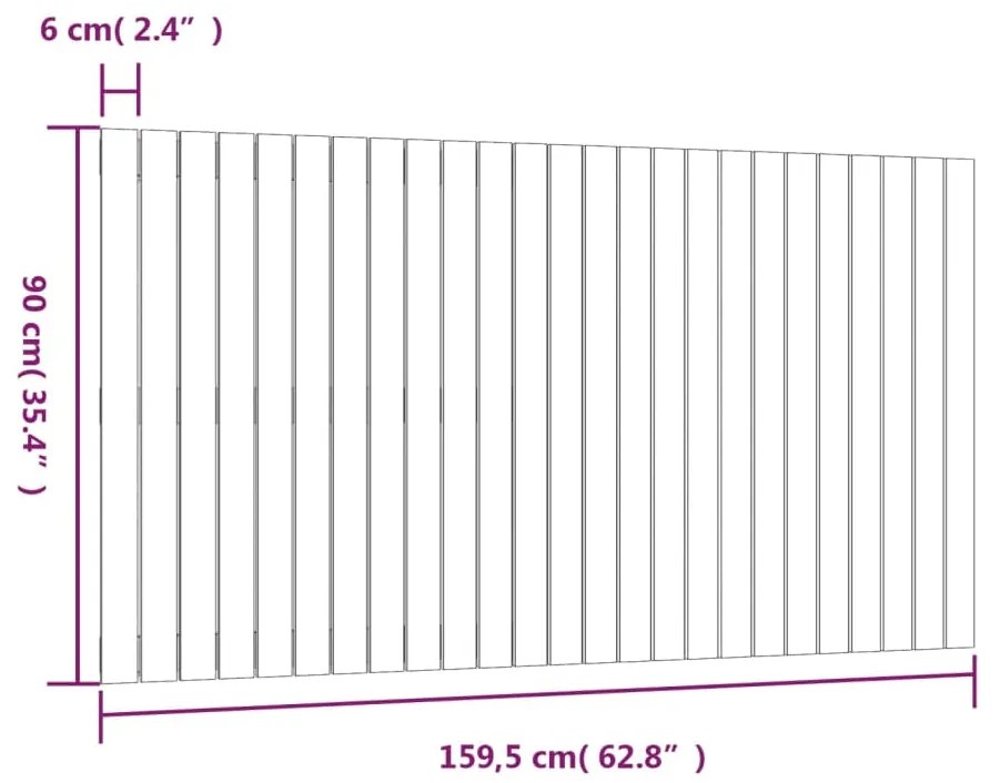 Cabeceira de parede 159,5x3x90 cm pinho maciço branco