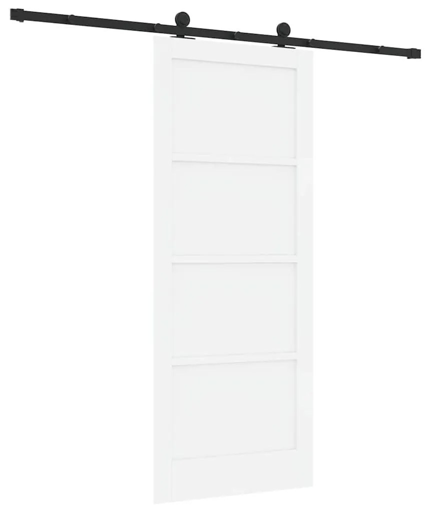 Porta Deslizante com Conjunto de Hardware 'ORKDAL'Madeira Sólida Branc