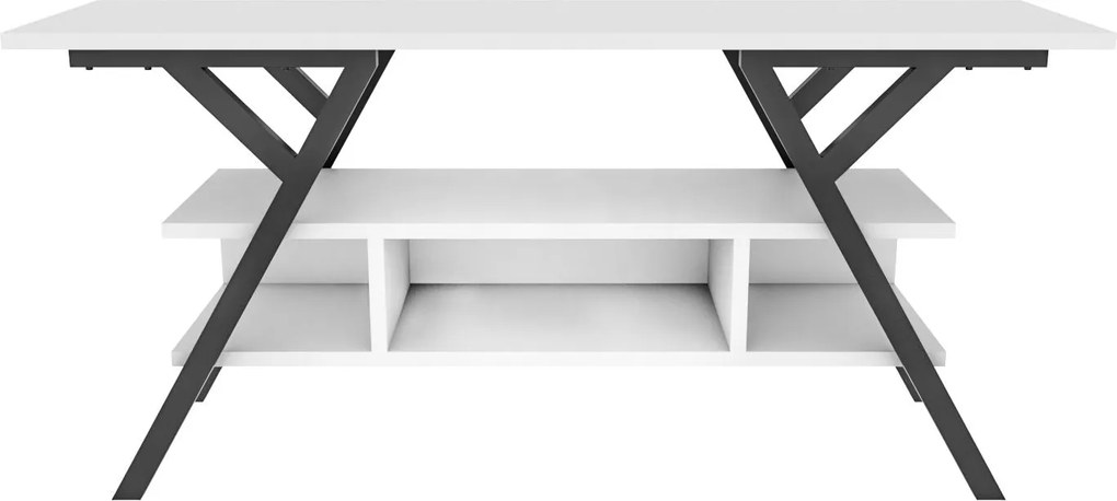 Móvel TV Minerva – Preto e Branco – 120 cm x 35 cm x 55 cm