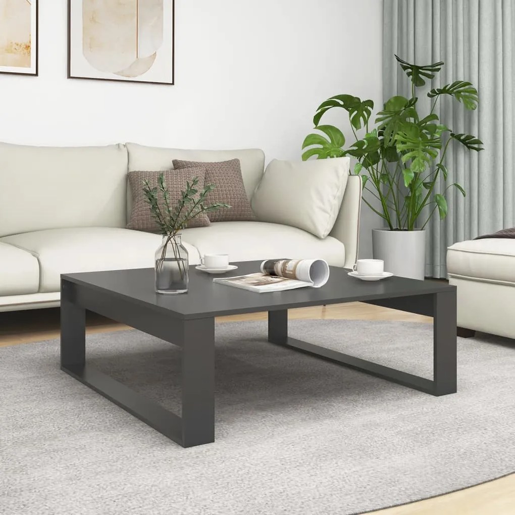vidaXL Mesa de centro 100x100x35 cm contraplacado cinzento