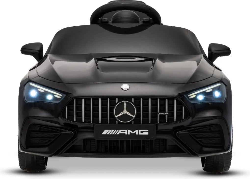 Carro elétrico para crianças Mercedes CLE 12V bateria de lítio, luzes LED, comando remoto de 2,4 GHz, ligação Bluetooth, licença ORIGINAL Preto