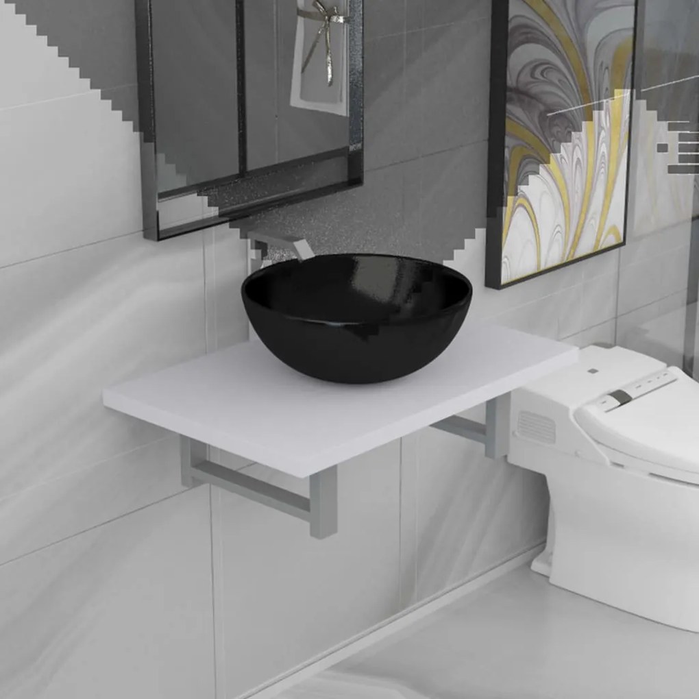 vidaXL Conjunto de móveis de casa banho 2 peças cerâmica branco
