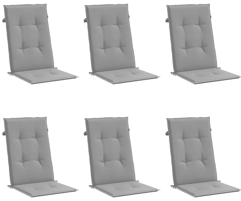 Almofadões para cadeiras altas de jardim 6 pcs tecido cinzento